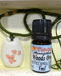 芳香戴著走~好氧生套組~田園交響曲複方精油 5ml + 新款半月手工製陶項鍊一條, 特價 980